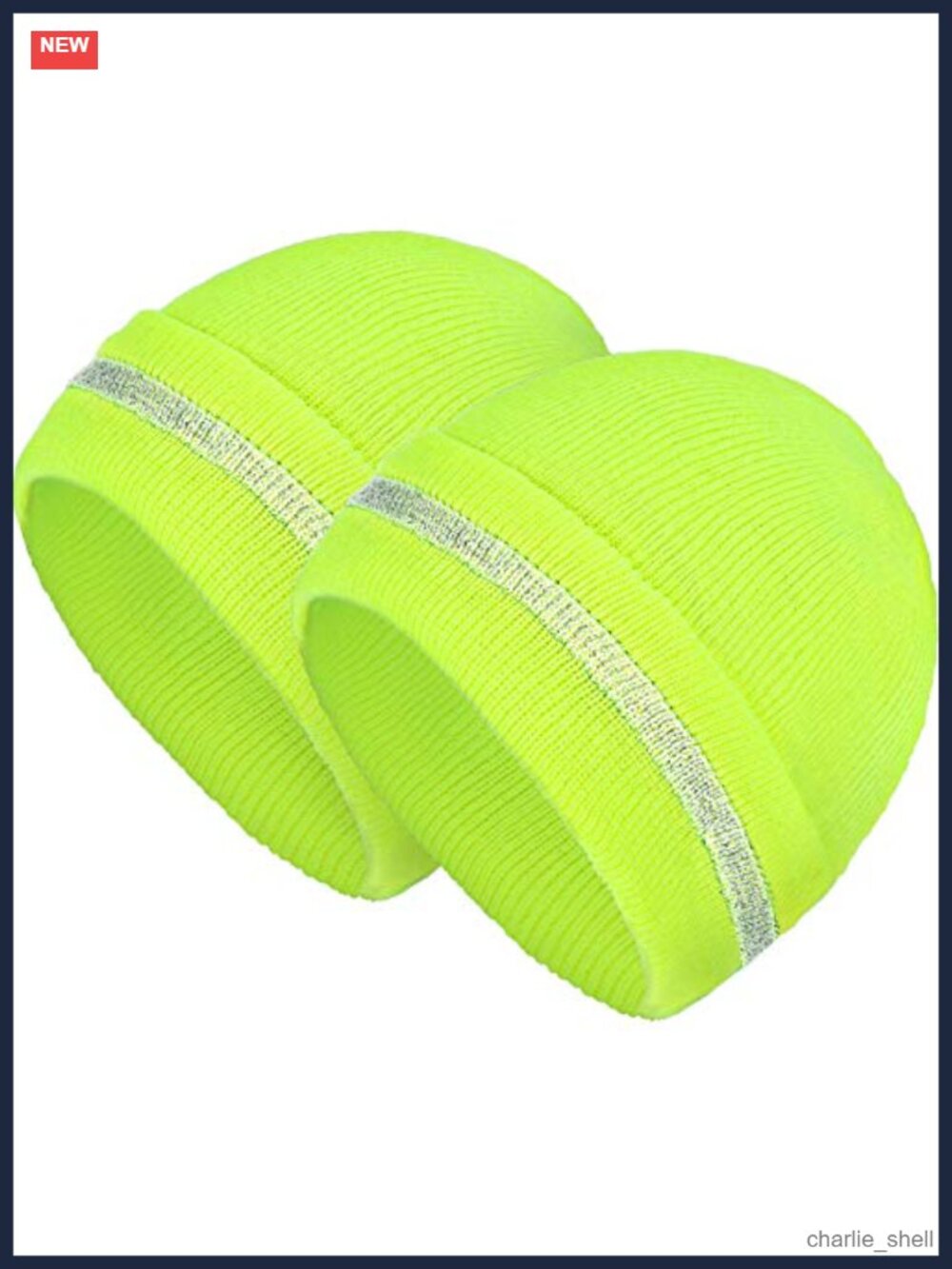 Geyoga 2 Pack Reflective Beanie Hats High Visibility Knit Caps